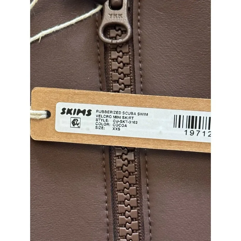 Skims Rubberized Scuba Swim Velcro Mini Skirt Cocoa Size XXS